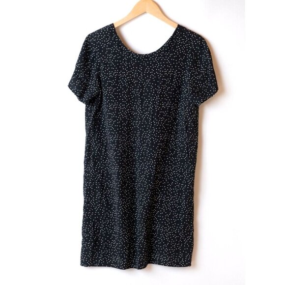 Madewell Dress Women's Size 2 Black Scatter Dot Zip Back Shift Mini Polka Dot - Picture 1 of 8